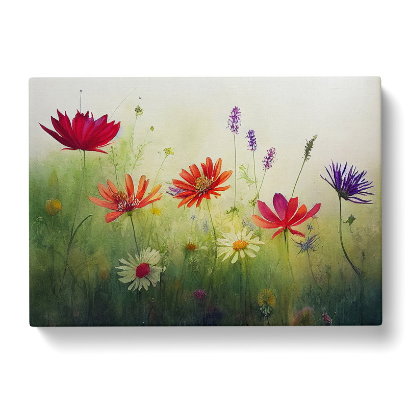 Expressive Wildflowers Floral - Wrapped Canvas, 35cm H x 50cm W x 3cm D