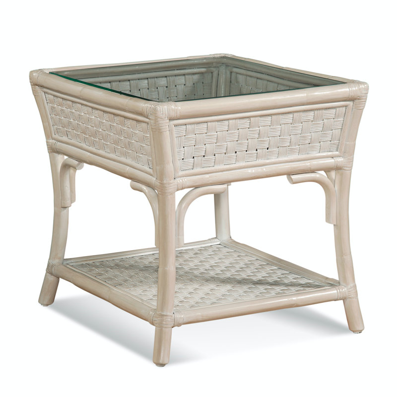 Boca Glass End Table, Bisque