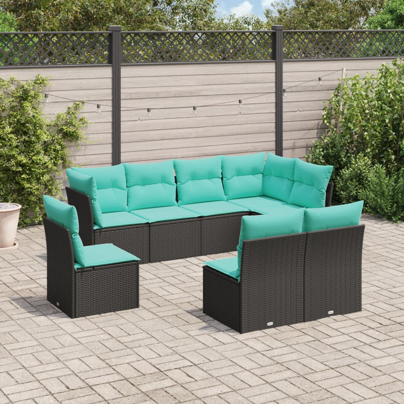 Ensemble de canapé de jardin modulaire en rotin PE pour l'extérieur, Teal