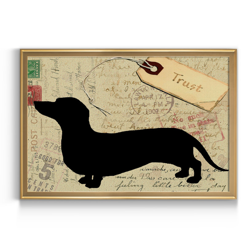 «Dachsund Silhouette», reproduction sur toile, H 30,5 po x l 42,5 po x P 1,5 po, Toile avec cadre doré