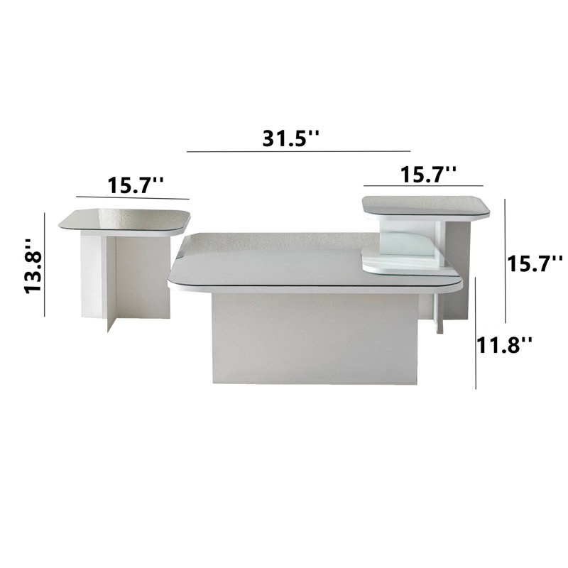 Table basse traîneau, Blanc, Blanc