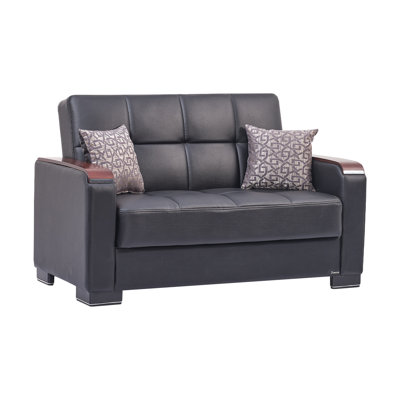Neubauer 66 in. Vegan Leather Loveseat Sofa Bed with Storage – Firm Support Seating for Small Spaces