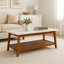 Bayamo Wooden Modern Coffee Table with Marble Effect Top and Open Storage Shelf