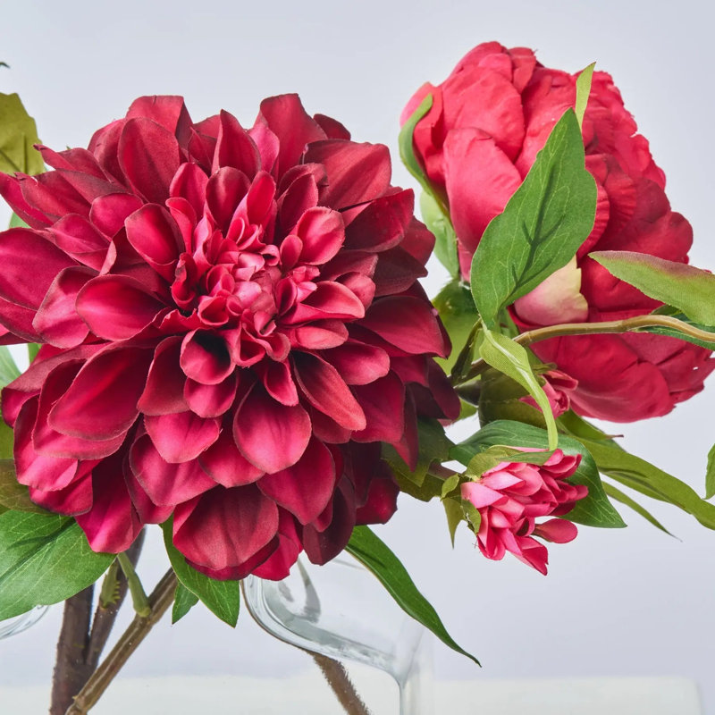 Summer Blooms Trio - Arrangement d'illusion d'eau de source dans un vase Factice