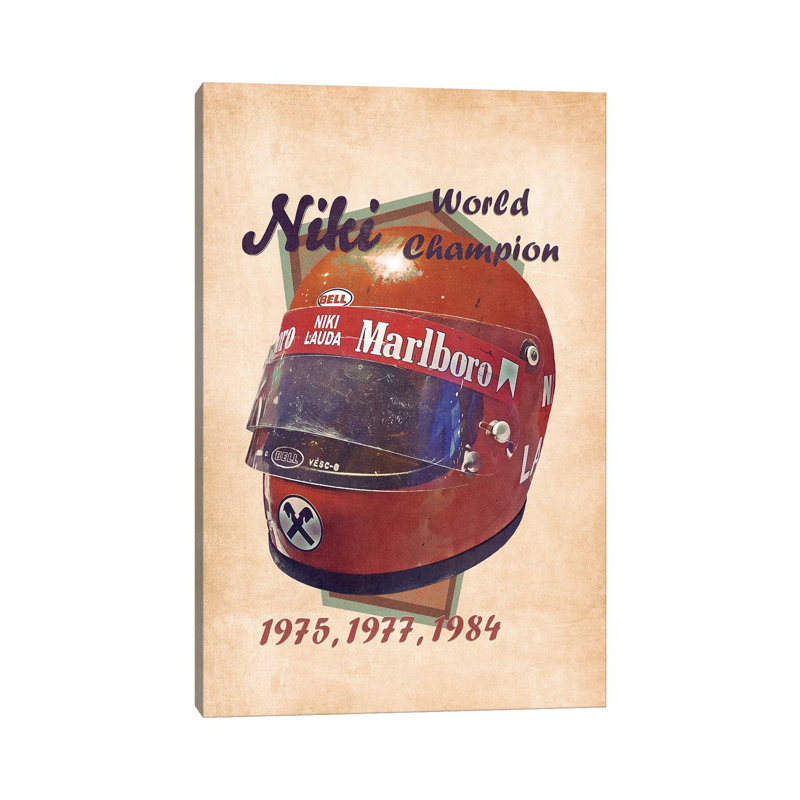 Casque rétro de Niki Lauda-PCP159, H 40 po x l 26 po x P 1,5 po