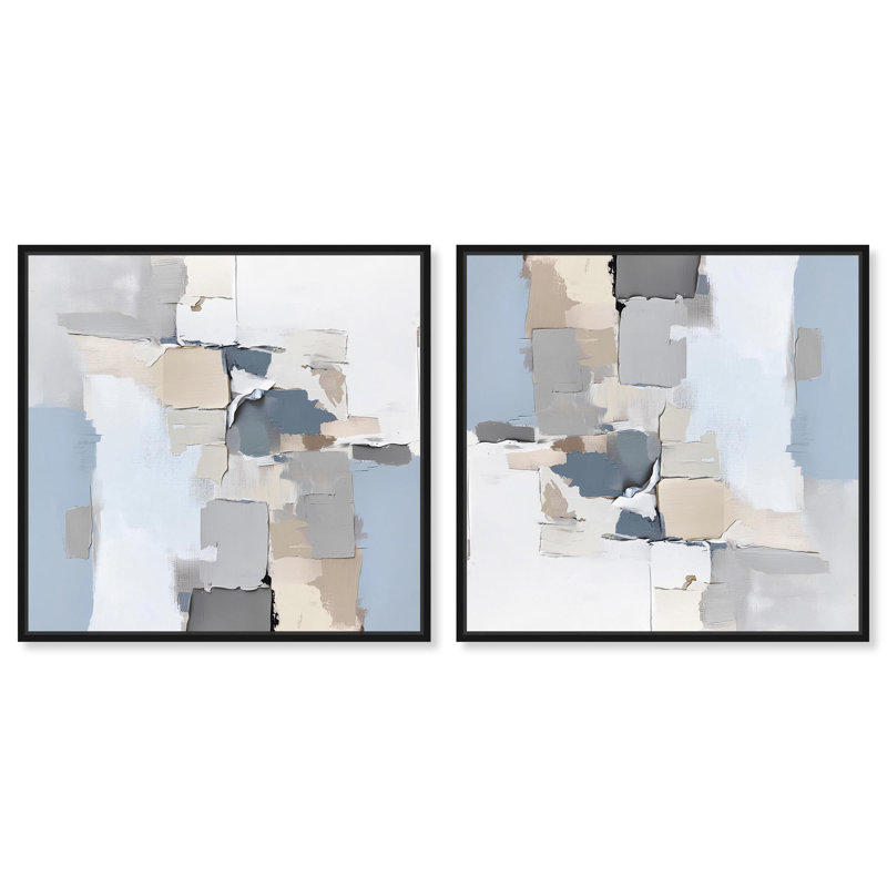 «Clay Art I Set Canvas Modern Abstracts» par Art Remedy, H 13 po x l 13 po, Cadre noir