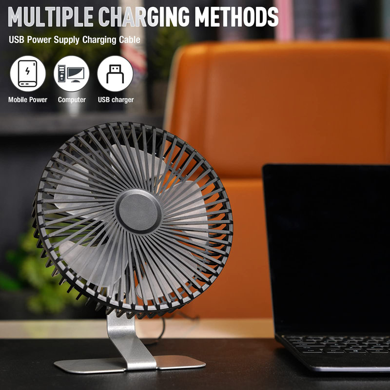 Ventilateur de bureau USB 6 pouces, Argent argent