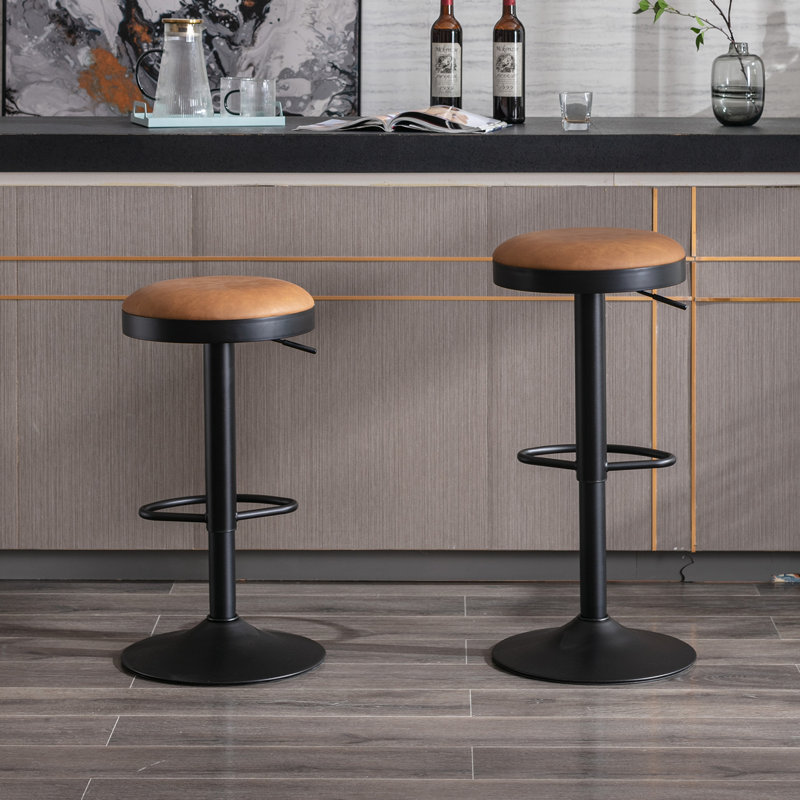 Reld Swivel Adjustable Height Stool, Brown