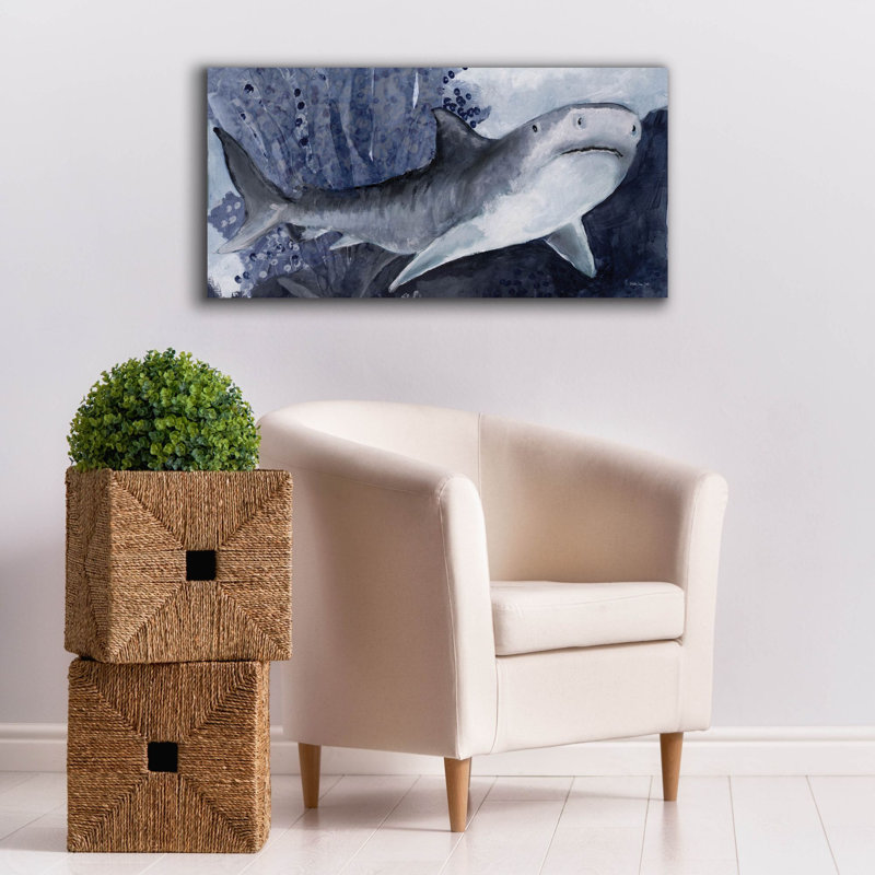 «Shark Swim 2» par Stellar Design Studio, art mural sur toile, H 20 po x l 40 po x P 1,5 po