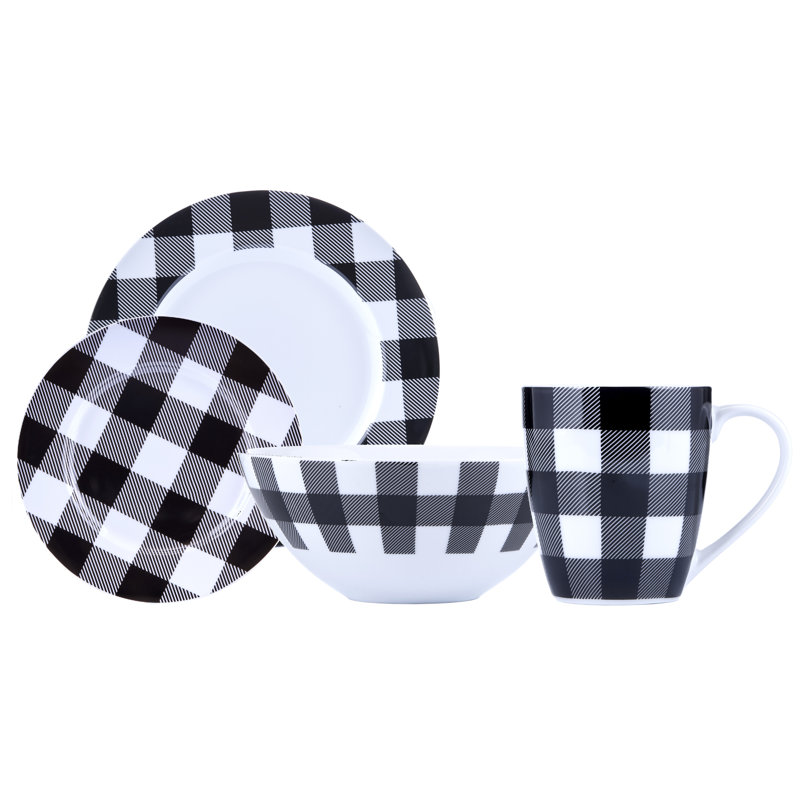 Dabrowski 16 Piece Porcelain China Dinnerware Set - Service for 4, White