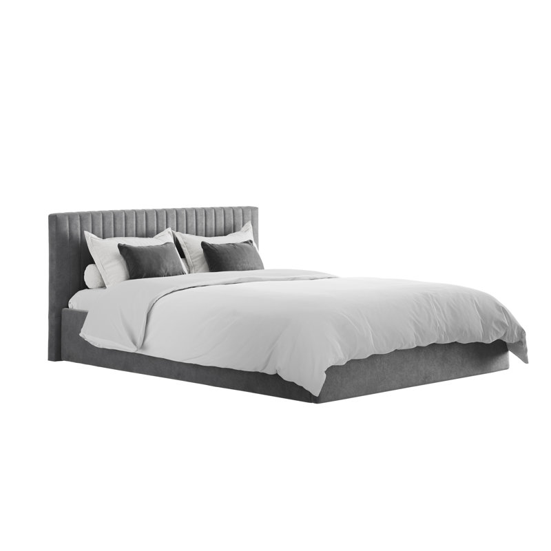 Berlin Upholstered Ottoman Storage Bed, Grey, Double (4'6)
