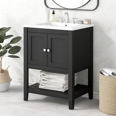  Meuble-lavabo moderne 24 po avec lavabo en céramique