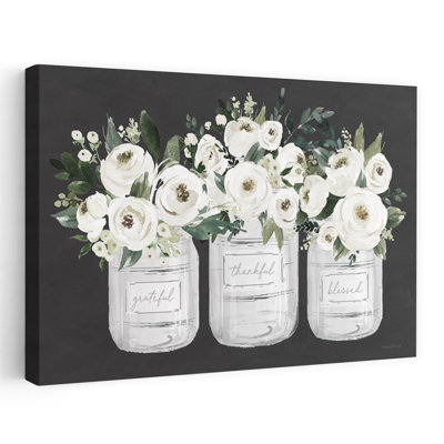 «Thankful Flowers» - art contemporain de nature morte avec fleurs blanches