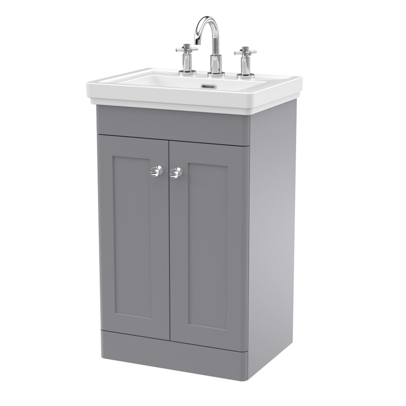 Classique 531mm Single Bathroom Vanity with Integrated Vitreous China Basin, Satin Gray