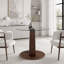 2-in-1 Modern Round Glass Dining Table, 39" Pedestal Kitchen Table with Adjustable Curved Wood Base, 4 Person Space Saving Dining Room Table