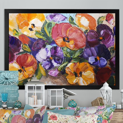 «Yellow and Red Vintage Flowers VI», reproduction sur toile flottante