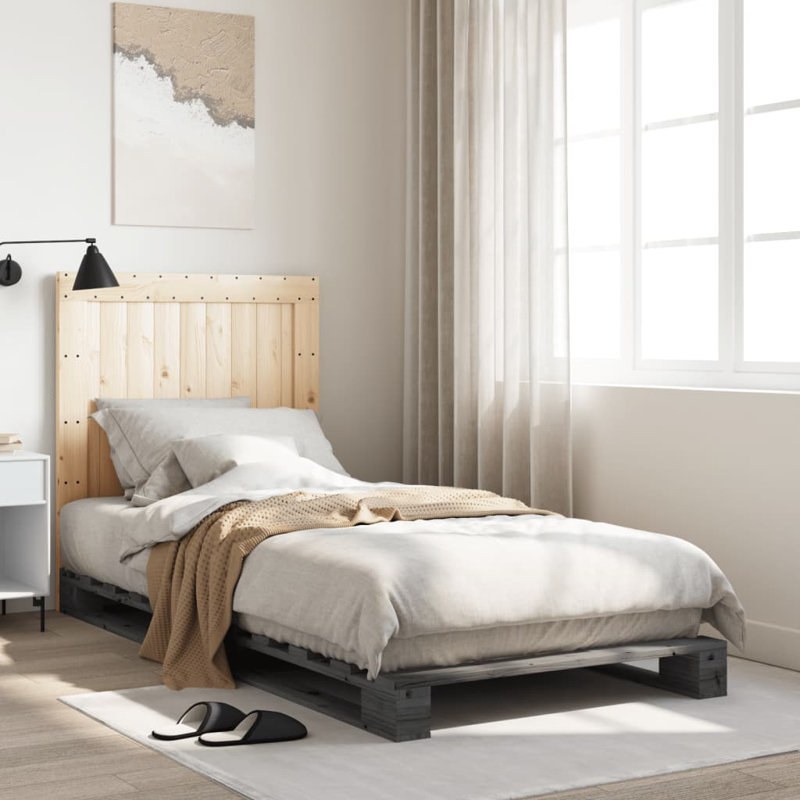 Oakfield Solid Wood Bed, Grey, EU Single - 90 x 200 cm