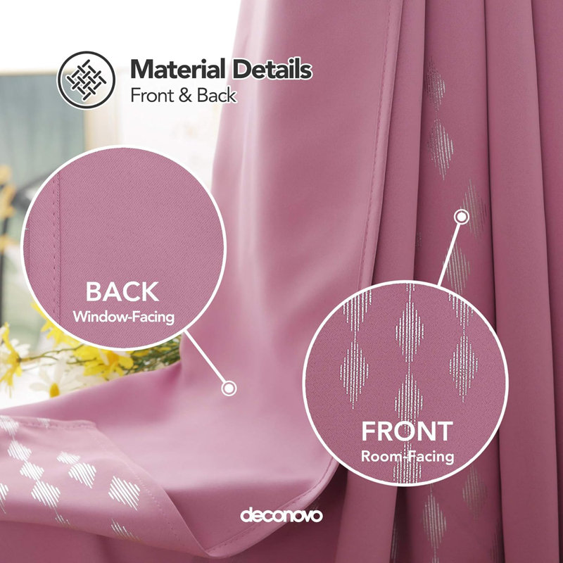 Blackout Curtain Pair, 140cm Wide x 245cm Drop, Dark Pink