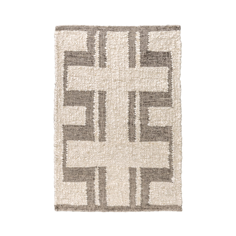 Kavala Handwoven Wool Blend Area Rug, Ivory/Gray, Rectangle 5' x 8'