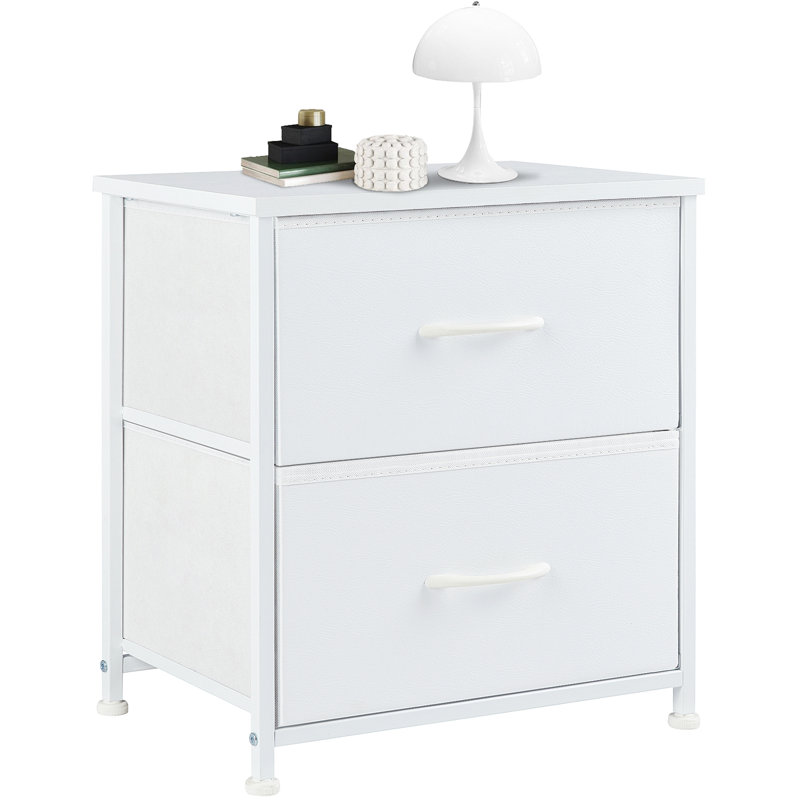 Table de chevet 2 tiroirs Jaece, Blanc, Individuel