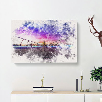 St. Pauls Cathedral in London Watercolour - Wrapped Canvas