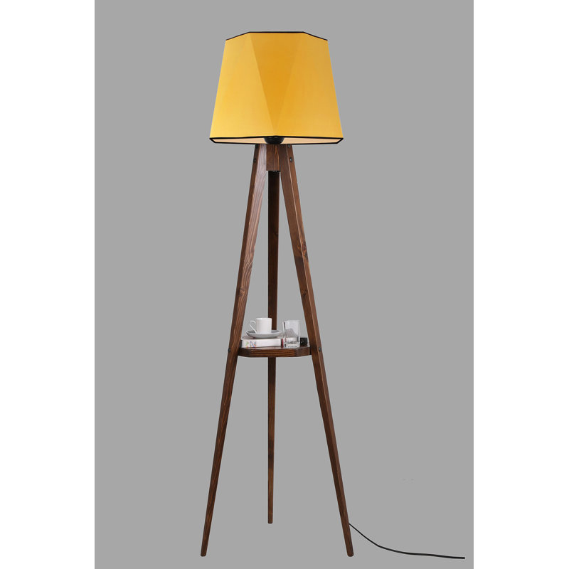Lampe trépied 65 po Burkburnett, Moutarde, Brun foncé