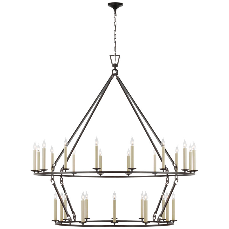 Darlana Two Tier Chandelier, Aged Iron, 63.5" H x 61.25" W x 61.75" D