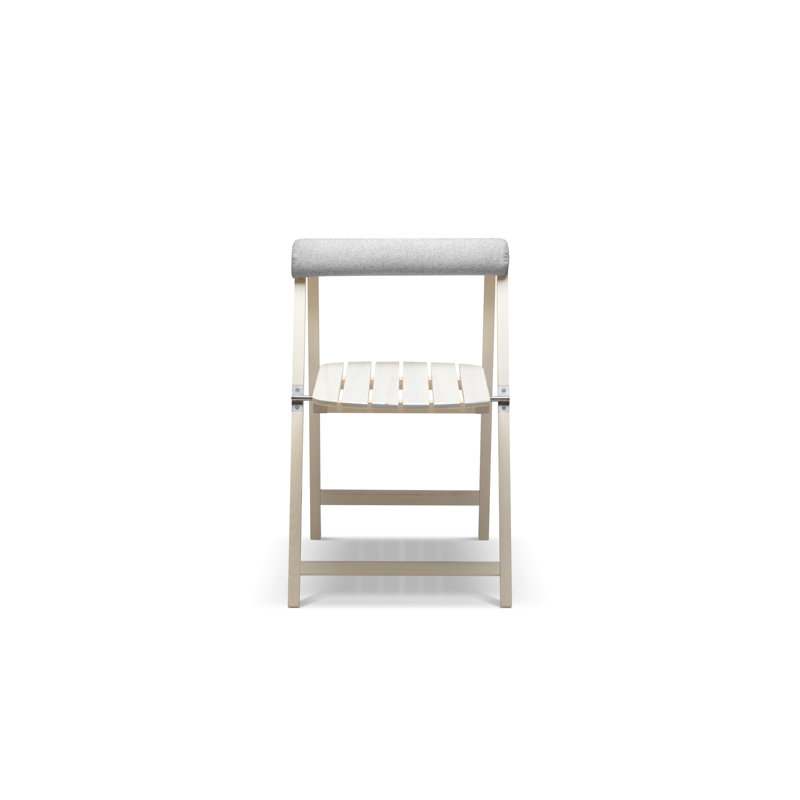 Foldable Outdoor Patio Dining Side Chair with Cushion, White