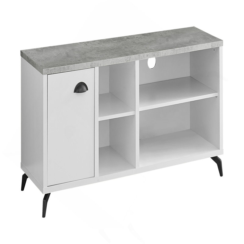 Meuble télé, console de 48 po, meuble multimédia, meuble de rangement, salon, chambre à coucher, contemporain, moderne, Blanc