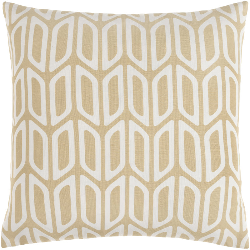 Trudy Geometric Cotton Reversible Pillow Cover, Down/Feather, Wheat