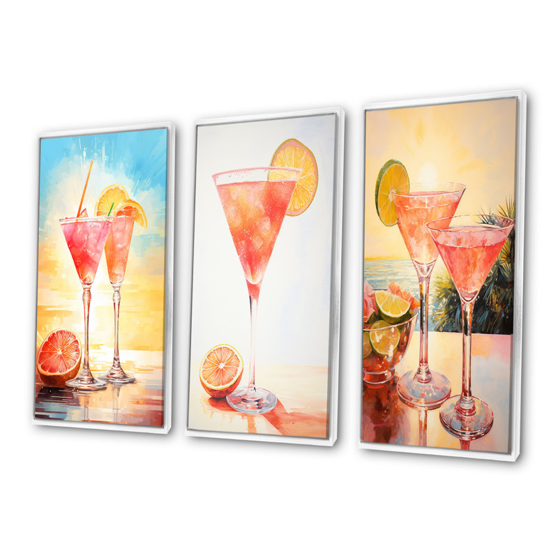 Verre à cocktail Daiquiri Dawn, Cadre flottant blanc, H 28 po x l 36 po