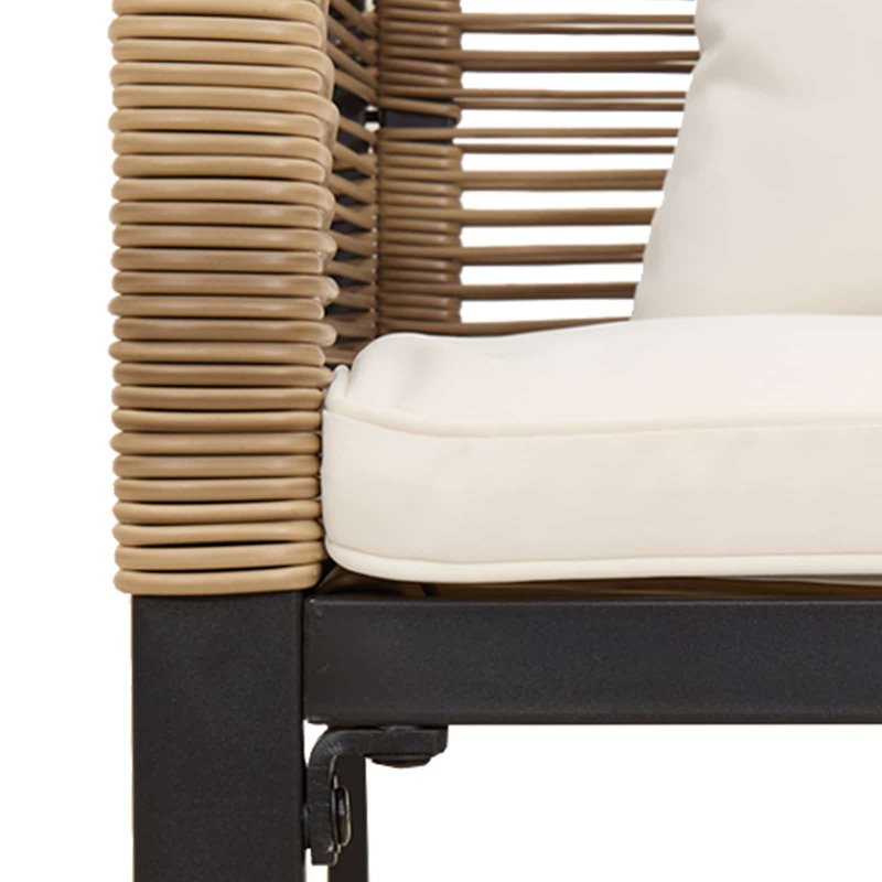 Poly Rattan Outdoor Bench, Grey, Cream White