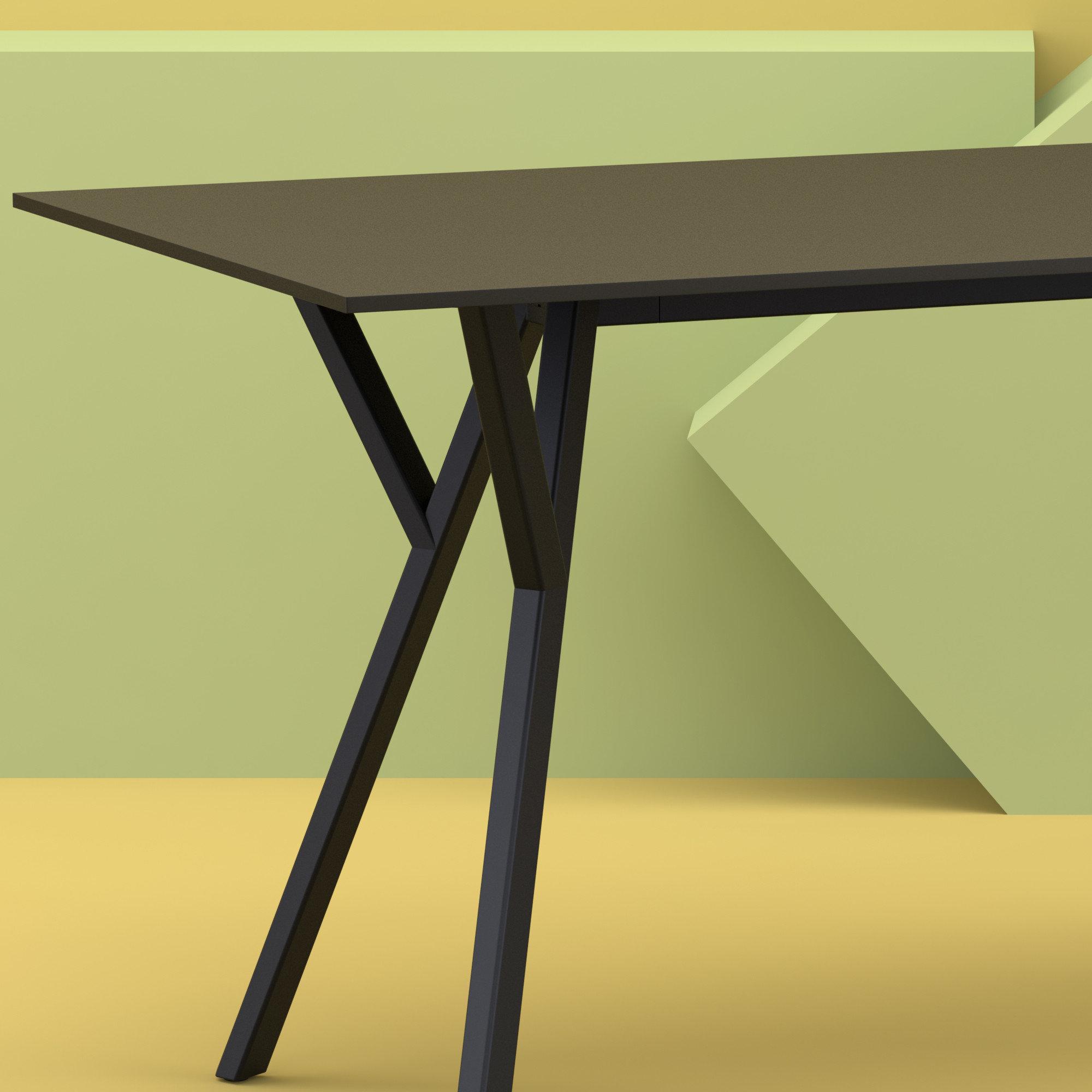 Pontus Synthetic Laminate Outdoor Dining Table, Black, 31.5'' W x 55'' L x 29.5'' H
