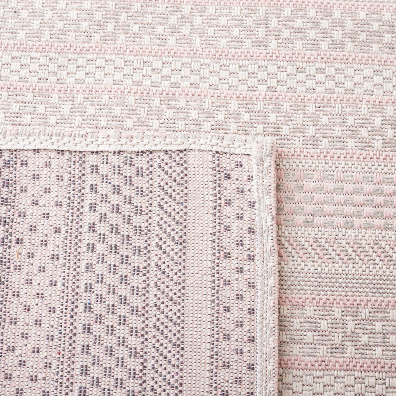 Handmade Pink and Ivory Wool Braided 5' x 7' Rug