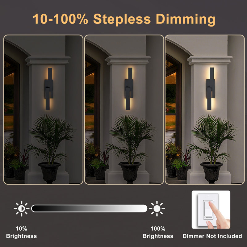 26''H Dimmable Led Aluminum Wall Light, Matte Black, 26" H x 5.5" W x 3.5" D