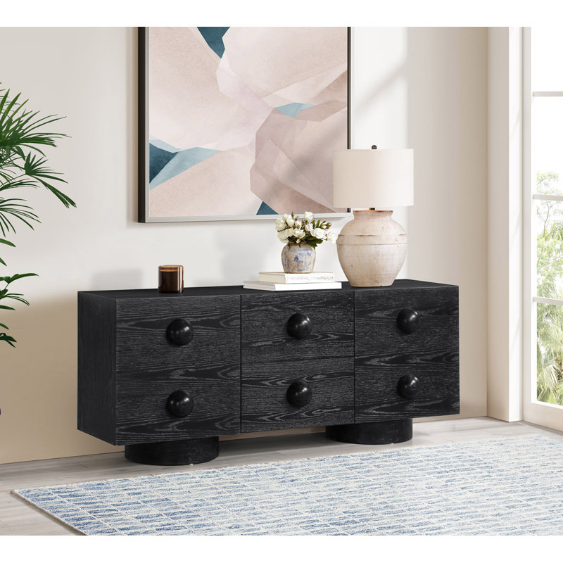 Kleintank Rubberwood with Veneer Sideboard / Buffet, Noir