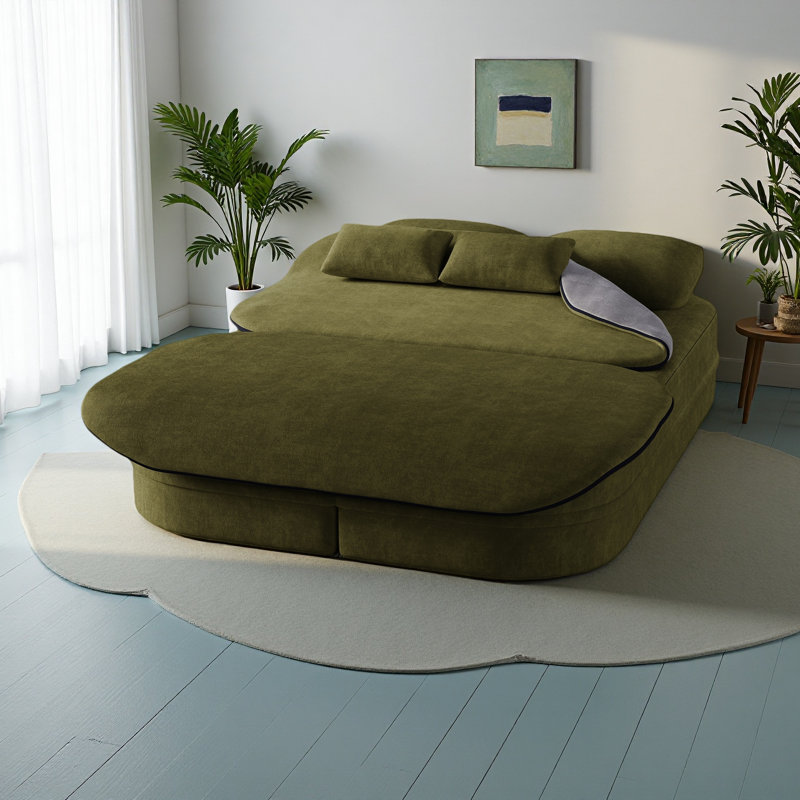 Canapé-lit pliable 75 po 2-en-1, canapé-lit convertible en mousse avec couverture multifonctionnelle, canapé-lit pliant en chenille, canapé-lit pour salon