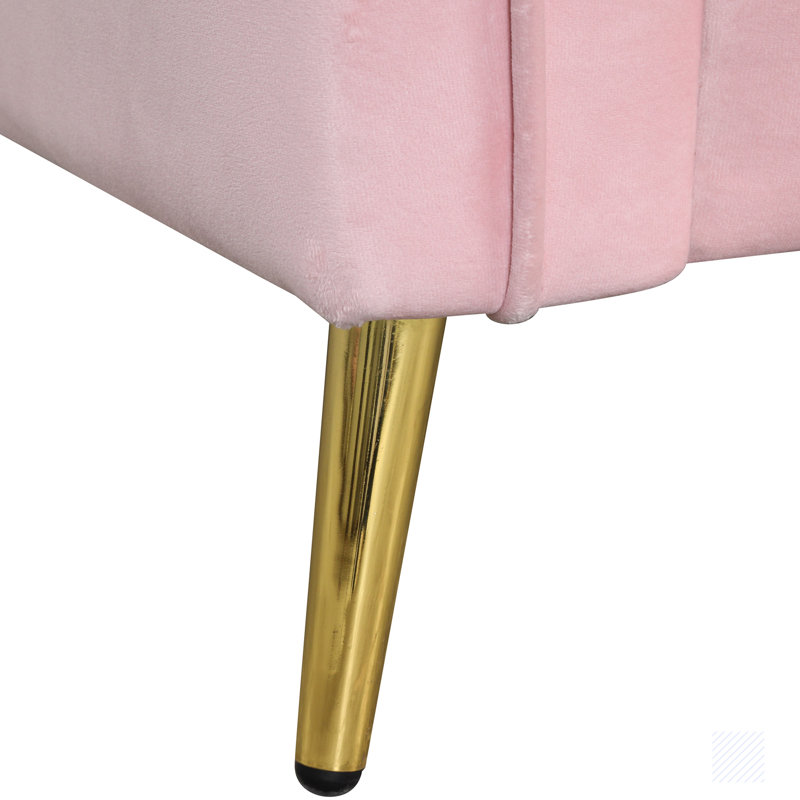 Causeuse rembourrée 58,45 po Shardul, Velours rose