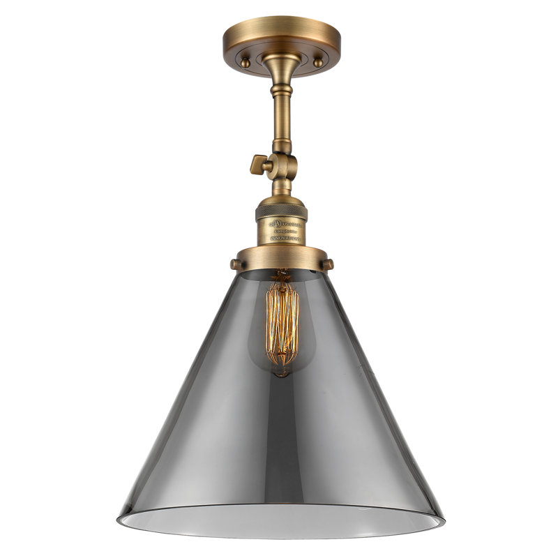 Plafonnier semi-encastré 1 lumière 12 po Tenny, Laiton brossé, Plaqué couleur fumée, Ampoule non incluse