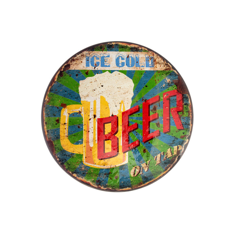 Ice Cold Beer Advertisement on Metal