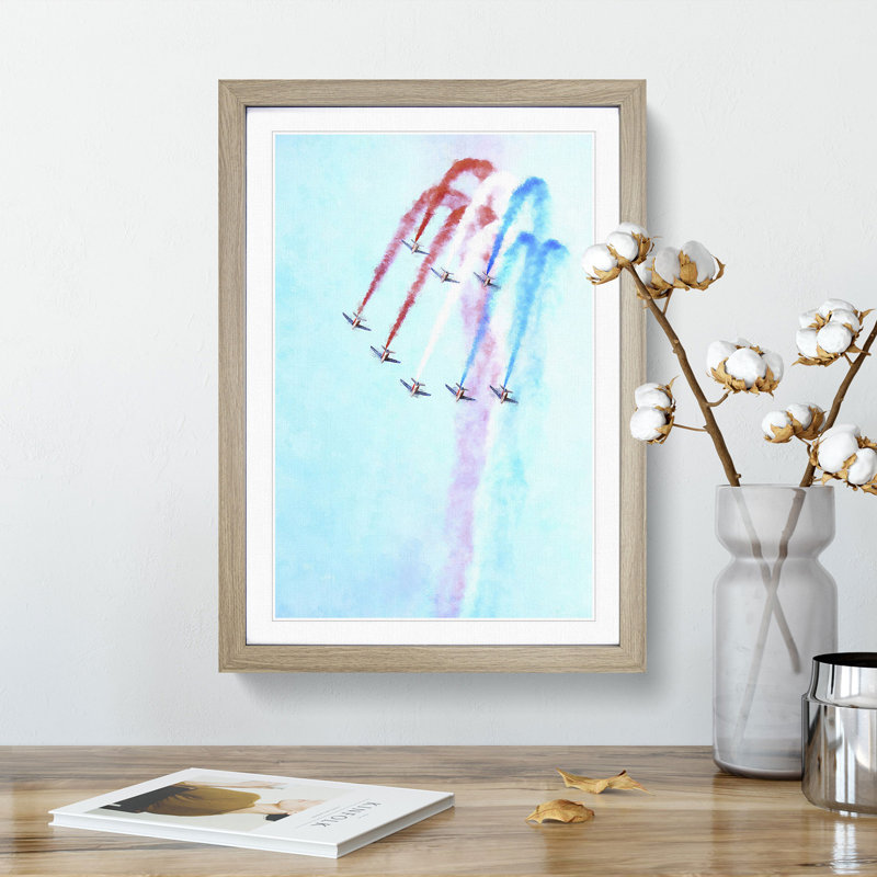 Planes in Formation - Picture Frame Graphic Art Print, 87cm H x 62cm W x 2cm D, Oak Framed