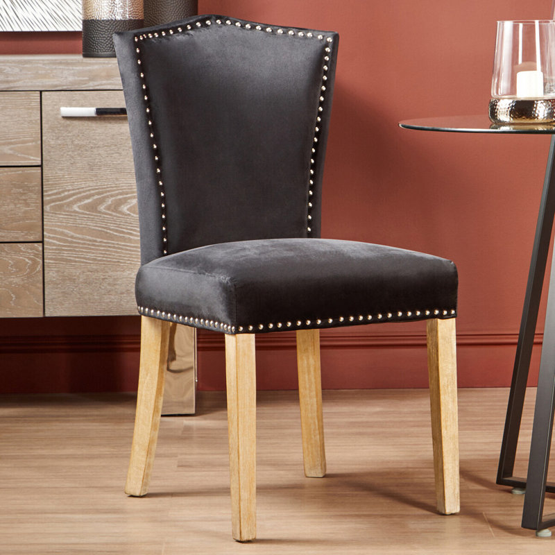 Otsego 53cm H Velvet Upholstered Side Chair, Black