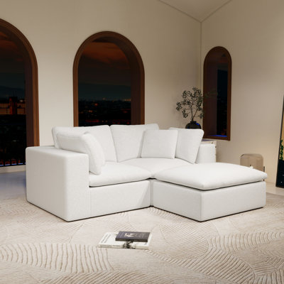 78.8*68.9" Modular Sectional Sofa - 3PC Free Combination Plush Corduroy Upholstered Couch For Living Room, Bedroom, Apartment, No Assembly Required, White