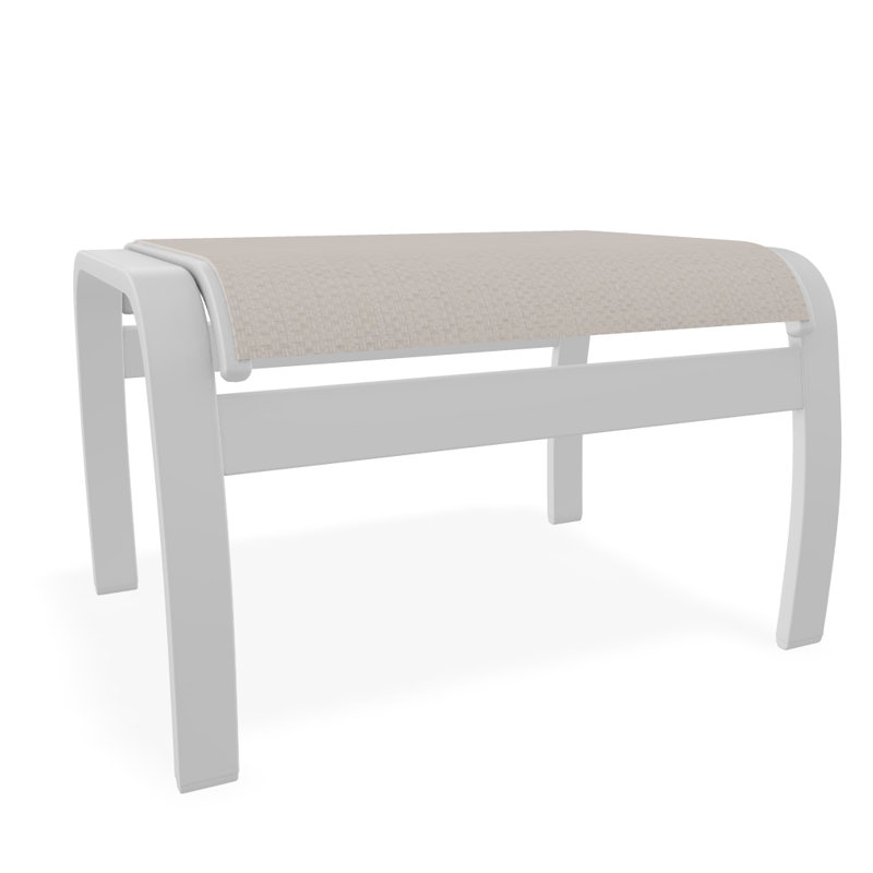 Repose-pieds d'extérieur avec coussin Askar, Naturel, Blanc texturé