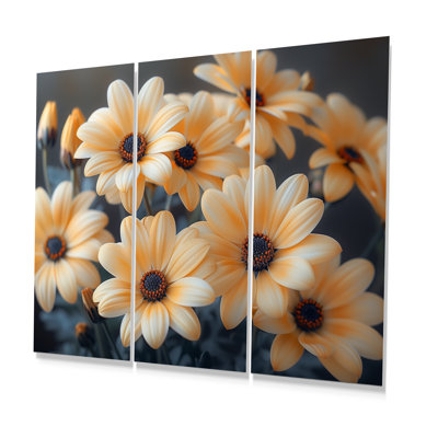Ensemble de décorations murales marguerites monochromes jaunes et noires IV