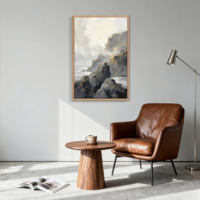 Ensemble de 1 tableau sur toile représentant un paysage de montagne, H 24 po x l 18 po, Naturel