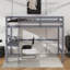 Lit mezzanine simple en bois d'hévéa avec barrière de sécurité, bureau intégré et échelle-190897271