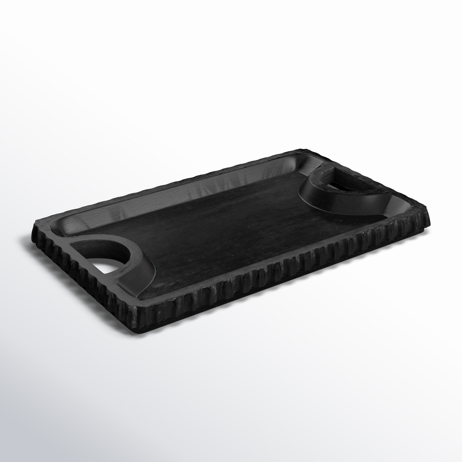 Sagebrook Home Colbin Wooden Scalloped Edge Tray, Black