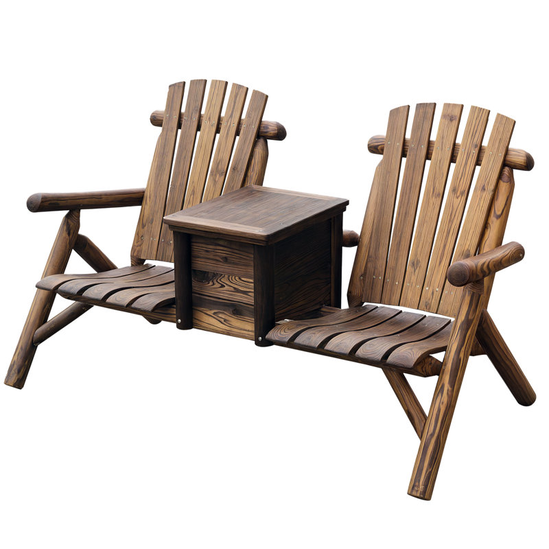 Gwen Fir Outdoor Adirondack Chair With Table