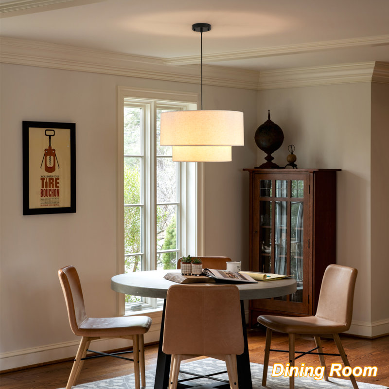 3-Light Dimmable Tiered Drum Chandelier